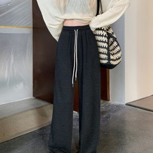 Gray Fleece Jazz Hip-Hop Street Dance Pants - Casual Draped Sports Trousers for Women, Perfect for 90s and Y2K Style