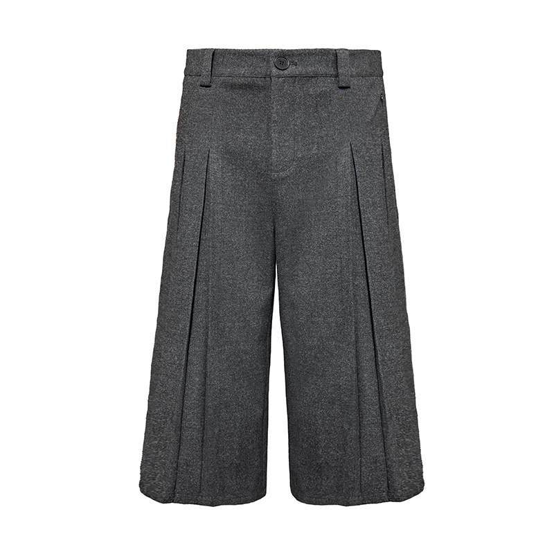 Gray Floral Pleated Cropped Pants, Lightweight Twill Fabric, Comfortable Dress Trousers, Versatile Y2K Style Fashion