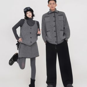 Gray Lapel Long Sleeve Knitted Sweater Coat for Men - Autumn Winter Korean Style Loose Versatile Cardigan Top