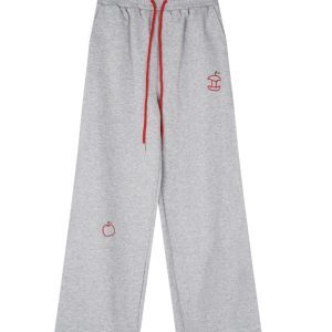 Gray Short Cardigan and Color Block Wide-Leg Sports Pants Set for Women - Jazz Dance Outfit, Y2K Inspired Activewear
