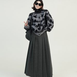 Gray Turtleneck Loose Knit Sweater Coat for Women - Autumn Winter Korean Style Versatile Cardigan Top