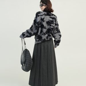 Gray Turtleneck Loose Knit Sweater Coat for Women - Autumn Winter Korean Style Versatile Cardigan Top