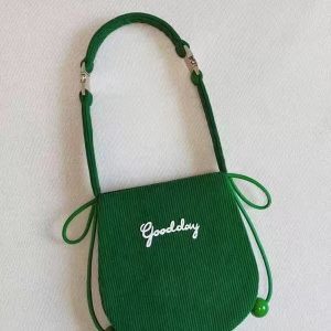 Green Corduroy Commuter Tote Bag - Stylish Large Capacity Underarm Handbag for 2025, Versatile Fashion Essential