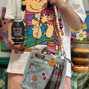 Handmade Casual Denim Women's Shoulder Crossbody Bag - Japanese Style Tote for Students, Versatile Small Bag for 90s Inspired Fashion
