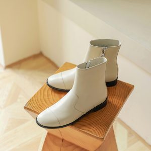 Handmade Chelsea Boots for Women - Mid-Tube Thick Sole, Plush Genuine Leather, Flat Martin Style, Winter 2023 Fashion