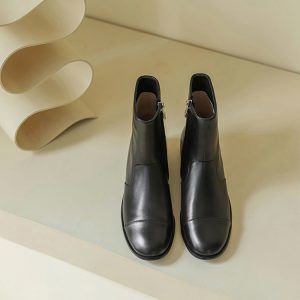 Handmade Chelsea Boots for Women - Mid-Tube Thick Sole, Plush Genuine Leather, Flat Martin Style, Winter 2023 Fashion