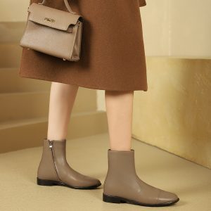 Handmade Chelsea Boots for Women - Mid-Tube Thick Sole, Plush Genuine Leather, Flat Martin Style, Winter 2023 Fashion