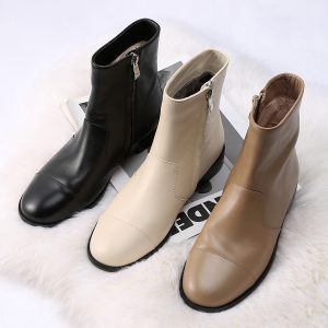 Handmade Chelsea Boots for Women - Mid-Tube Thick Sole, Plush Genuine Leather, Flat Martin Style, Winter 2023 Fashion