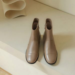 Handmade Chelsea Boots for Women - Mid-Tube Thick Sole, Plush Genuine Leather, Flat Martin Style, Winter 2023 Fashion