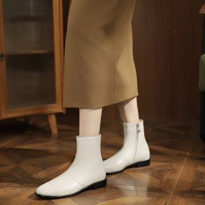 Handmade Chelsea Boots for Women - Mid-Tube Thick Sole, Plush Genuine Leather, Flat Martin Style, Winter 2023 Fashion