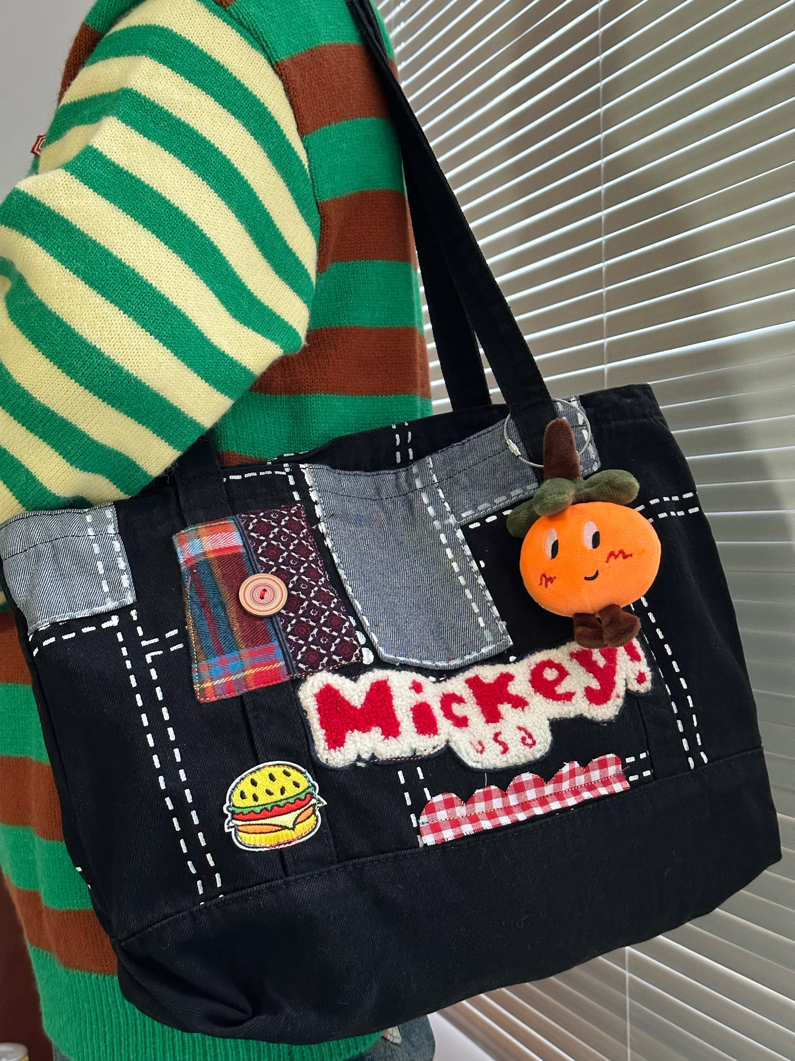 Handmade Denim Tote Bag - Versatile Large-Capacity Single-Shoulder Design for Women - Perfect for Students and Commuters