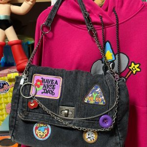 Handmade Large Capacity Denim Crossbody Bag - Retro Y2K Spicy Girl Design, Versatile Remake Fashion Accessory