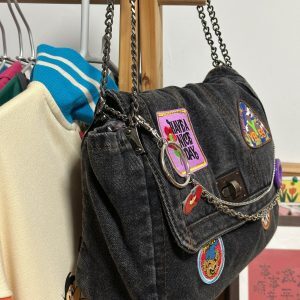 Handmade Large Capacity Denim Crossbody Bag - Retro Y2K Spicy Girl Design, Versatile Remake Fashion Accessory