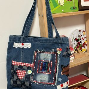 Handmade Large Capacity Denim Shoulder Bag for Students - Trendy Millennial Style Tote for Everyday Use