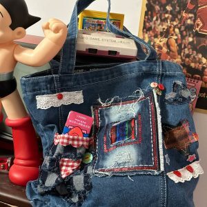 Handmade Large Capacity Denim Shoulder Bag for Students - Trendy Millennial Style Tote for Everyday Use