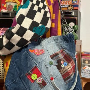 Handmade Large-Capacity Retro Denim Tote Bag for Women - Versatile Millennial Style Class Bag
