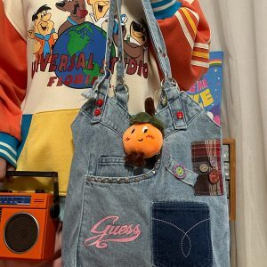 Handmade Millennial-Style Large-Capacity Denim Tote Bag for Women, Japanese Commuter Shoulder Bag, Versatile Student Cloth Bag