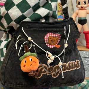 Handmade Versatile Large-Capacity Denim Shoulder Crossbody Tote Bag for Students – Stylish Commuter Bag for Women