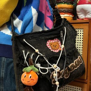 Handmade Versatile Large-Capacity Denim Shoulder Crossbody Tote Bag for Students – Stylish Commuter Bag for Women