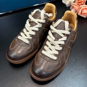 Handmade Vintage Distressed Genuine Leather Lace-Up Casual Sneakers for Women - Spring 2024 Flat Versatile Shoes