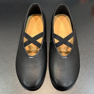 Handmade Vintage Genuine Leather Ballet Flats with Round Toe and Cross Straps, Soft Washed Sheepskin, Retro Comfort Shoes