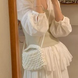 Handmade Woven Tote Bag - 2025 Fashionable Versatile Commuter Shoulder Bag for Women - Chic Niche Design
