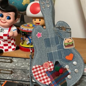 Handmade Y2K Retro Denim Shoulder Crossbody Bag - Versatile Small Bag for Students & Guitar Enthusiasts