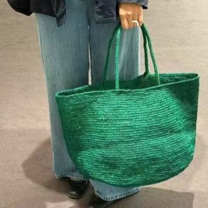 Handwoven French Grass Beach Bag - Large Capacity Relaxed Shoulder Tote for Vacation, Summer, and Travel - 2025 New Style