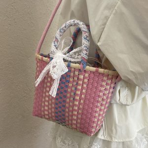 Handwoven Women's Shoulder Tote Bag - 2025 New Style Seaside Vacation Beach Vegetable Basket Handbag