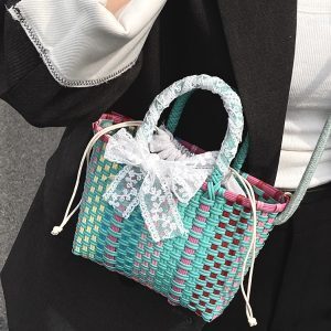 Handwoven Women's Shoulder Tote Bag - 2025 New Style Seaside Vacation Beach Vegetable Basket Handbag