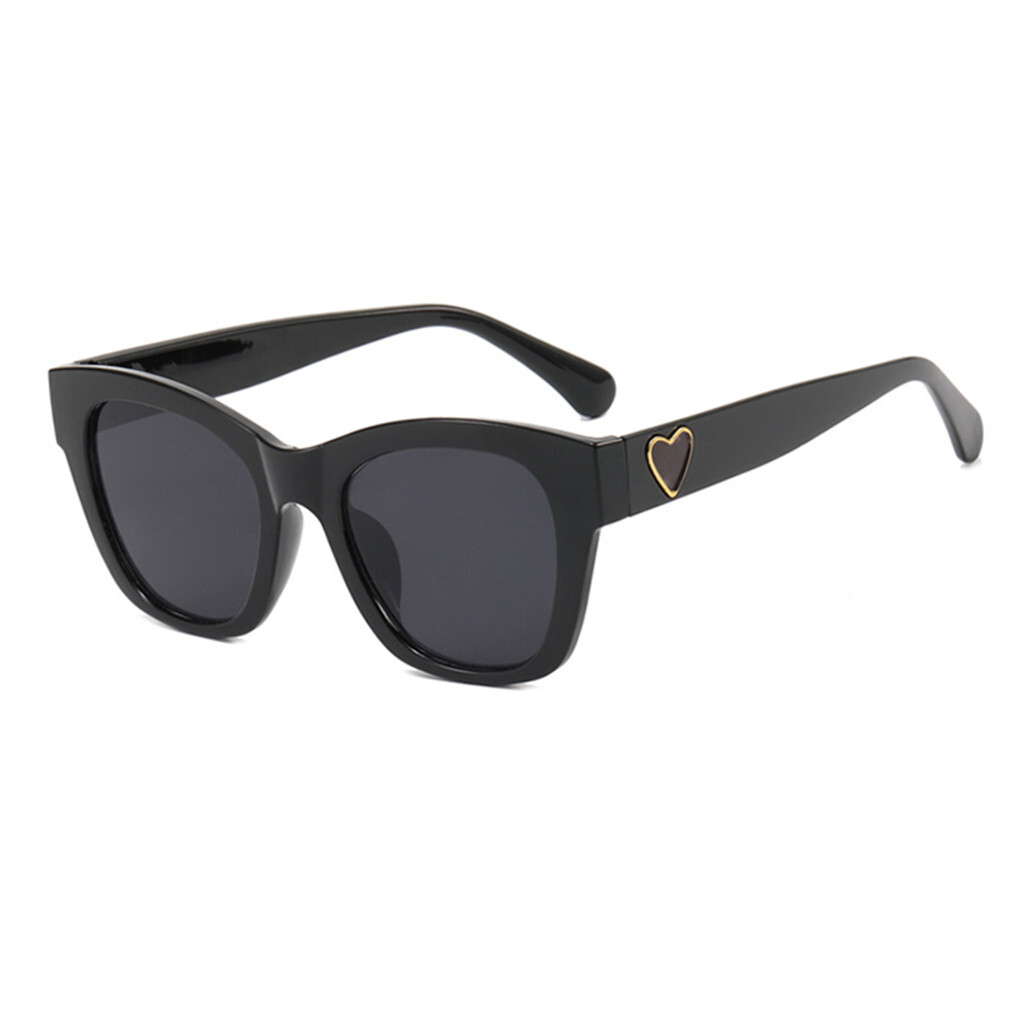 Heart-Shaped Black Oversized Square Sunglasses for Women - Flattering Design for Round Faces, Trendy Y2K Style