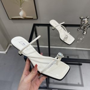 Heart-Shaped Open-Toe Slippers for Women, Vintage French Style, Summer Flip-Flops with Thin Heel & Square Toe, Perfect for Skirts