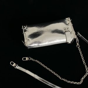 Heavy-Duty Genuine Leather Crossbody Bag with Soft Box Chain and Hardware - Women's Chic Underarm Style