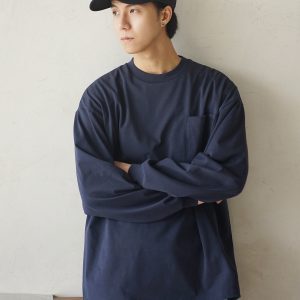 Heavyweight 300G Pure Cotton White Long Sleeve T-Shirt for Men - Small Collar Casual Streetwear City Boy Base Shirt