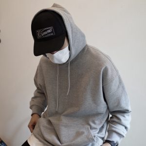 Heavyweight Japanese-style Streetwear Hoodie - Unisex Loose Fit, Solid Color, Drop Shoulder, Round Neck, Long Sleeve, Perfect for Casual Style