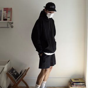 Heavyweight Japanese-style Streetwear Hoodie - Unisex Loose Fit, Solid Color, Drop Shoulder, Round Neck, Long Sleeve, Perfect for Casual Style