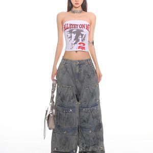 Heavyweight Salt Wash Multi-Pocket Denim Workwear Pants for Men - 2025 Early Spring Collection, Trendy Cargo Style
