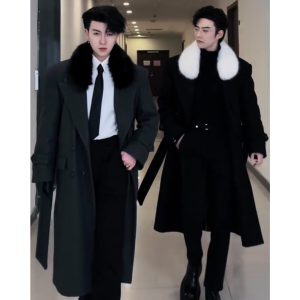 High-End Dragon Dadao Detachable Fur Collar Down Coat with White Duck Down Lining - Long Winter Coat for Sophisticated Style