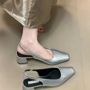 High-End French-Style Backless Open-Toe High Heels Sandals for Women - Elegant Shallow Mouth Commuting Footwear, Versatile Fashion