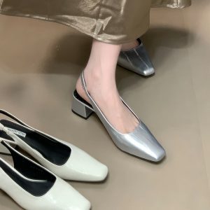 High-End French-Style Backless Open-Toe High Heels Sandals for Women - Elegant Shallow Mouth Commuting Footwear, Versatile Fashion