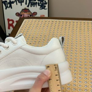 High-End Genuine Leather White Sneakers for Women - 2025 Spring Thick-Soled Ugly Cute Big-Headed Sports Shoes