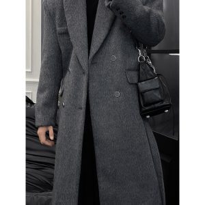 High-End Korean Style Long Sheep Wool Coat - Mid-Length Knee-Length Winter Overcoat for 2024