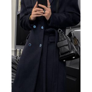 High-End Korean Style Long Sheep Wool Coat - Mid-Length Knee-Length Winter Overcoat for 2024