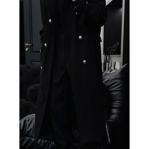 High-End Long Knee-Length Woolen Coat for Men, Double-Breasted, Korean Style, 2024 Autumn Winter Fashion