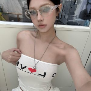 High-End Mesh Cat Eye Sunglasses for Women - 2025 European American Style, Mercury Color, UV Protection, Hot Girl Trend