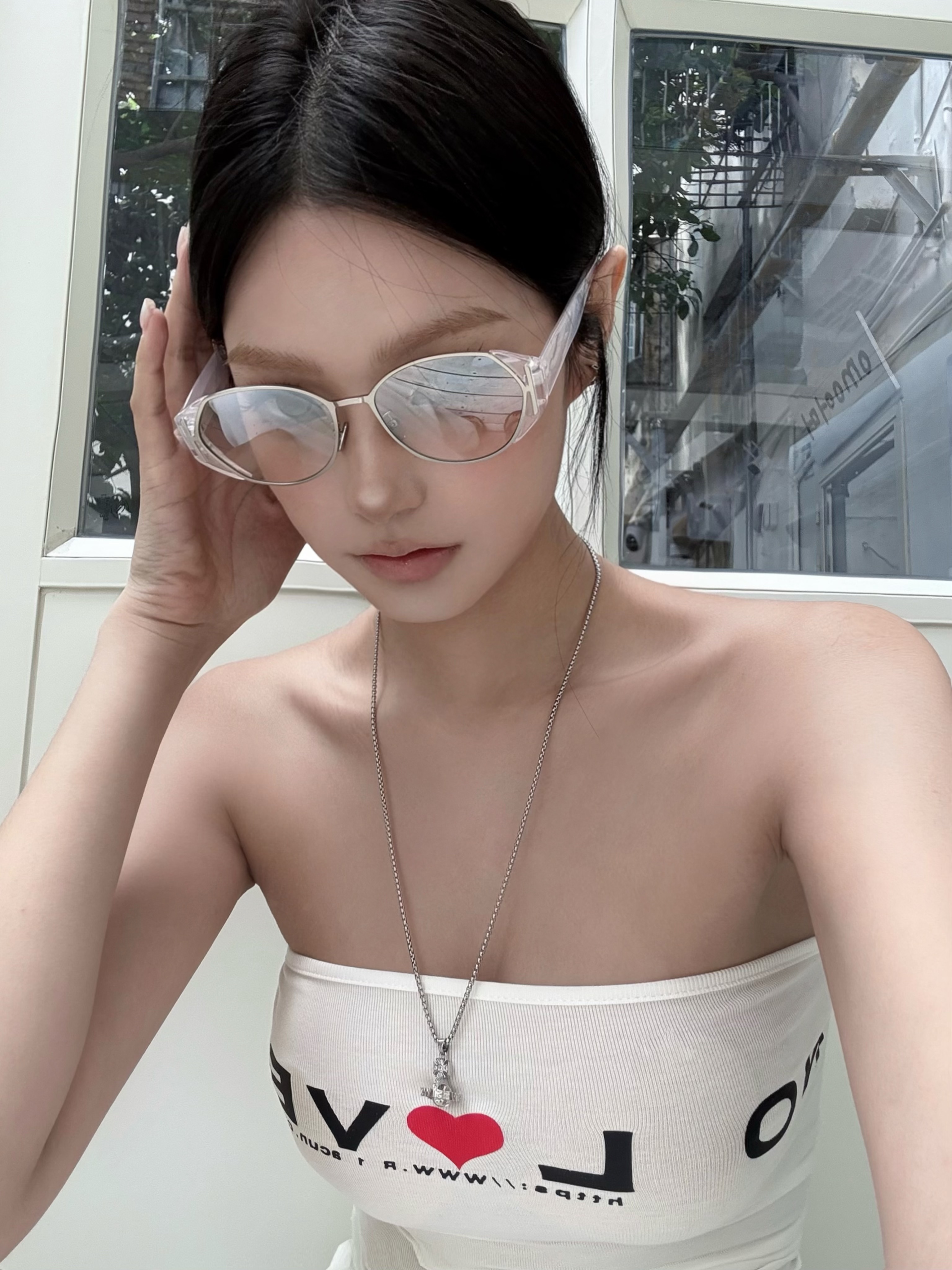 High-End Mesh Cat Eye Sunglasses for Women - 2025 European American Style, Mercury Color, UV Protection, Hot Girl Trend