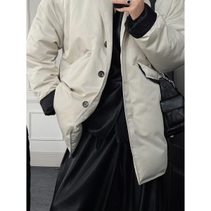 High-End Minimalist Loose Silhouette Down Jacket - Versatile Casual Warm White Duck Down Coat for Winter Fashion