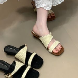 High-End Retro One-Strap Woven Sandals for Women - 2025 Summer Wedge Heels Perfect for Skirts, Y2K Style