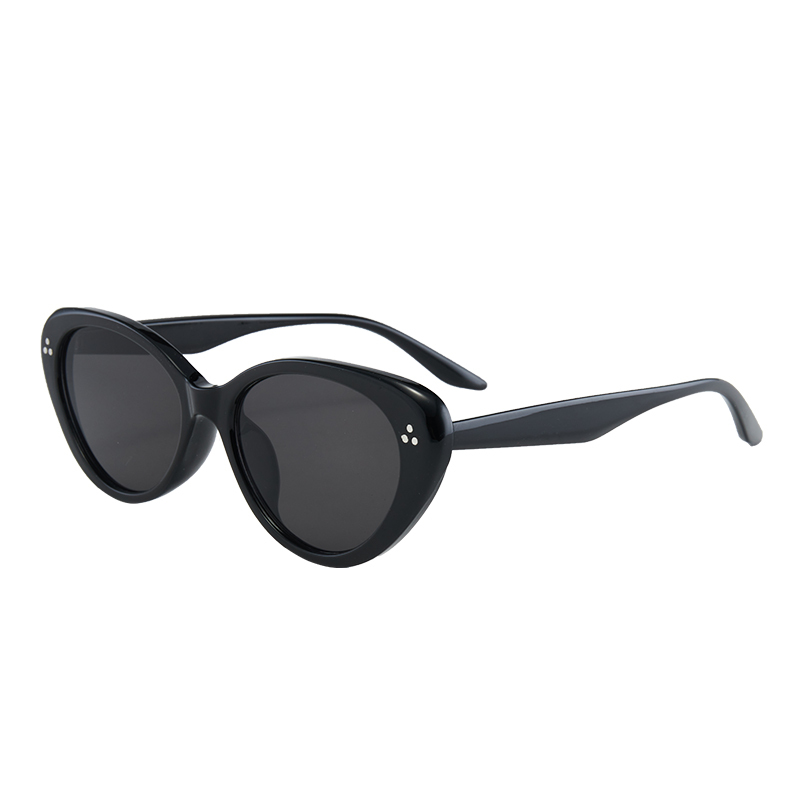 High-End Retro Oval Triangle Cat-Eye Sunglasses for Round Faces, Slimming Design, UV Protection, Women's Trendy Fashion Eyewear