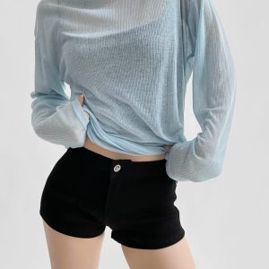 High-End Round Neck Loose Fit Summer Sweater for Women - Slimming Sun Protection Knitted Top in Solid Color, Jazz Lazy Style